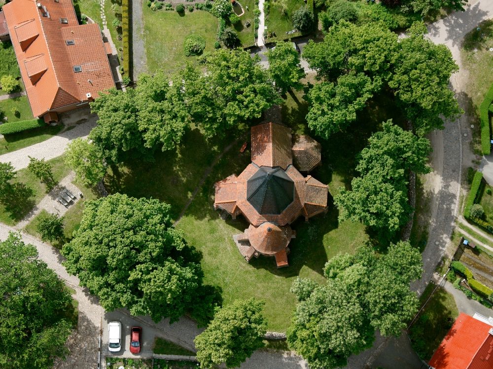 Ludorf from above - Church in Ludorf in Mecklenburg - West Pomerania