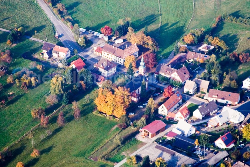 Gaggenau from the bird's eye view: Church Maria Hilf in the village of in the district Moosbronn in Gaggenau in the state Baden-Wuerttemberg