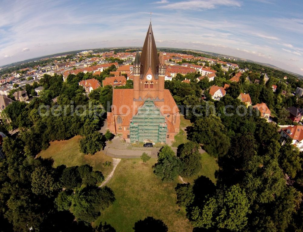 Halle / Saale from above - Church of St. Paul's Church in St. Paul district of Halle Saale in Saxony-Anhalt