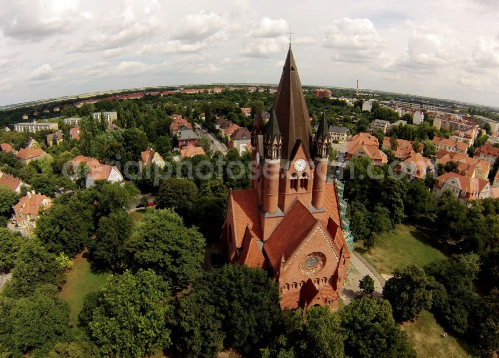 Halle / Saale from the bird's eye view: Church of St. Paul's Church in St. Paul district of Halle Saale in Saxony-Anhalt