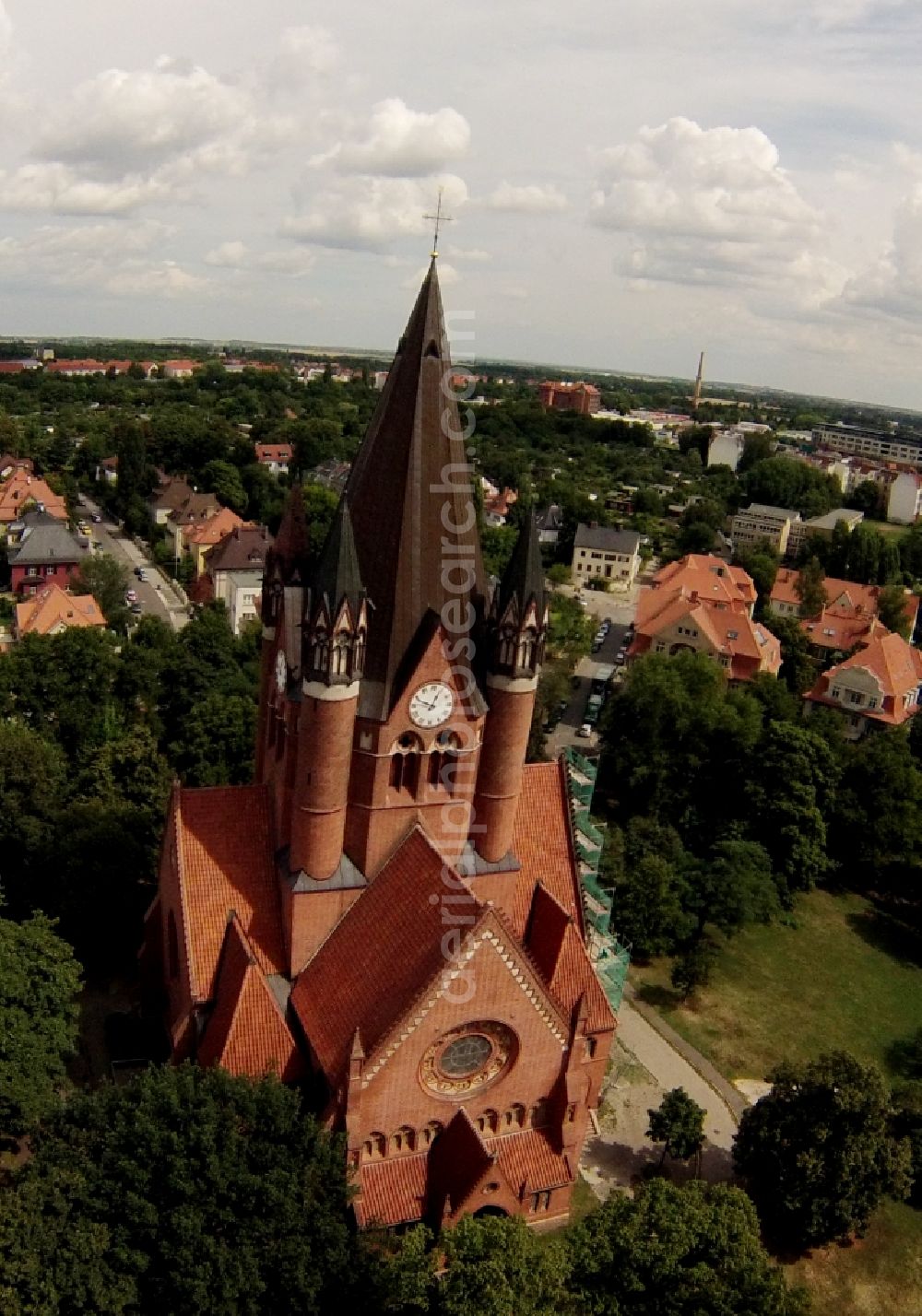Aerial image Halle / Saale - Church of St. Paul's Church in St. Paul district of Halle Saale in Saxony-Anhalt