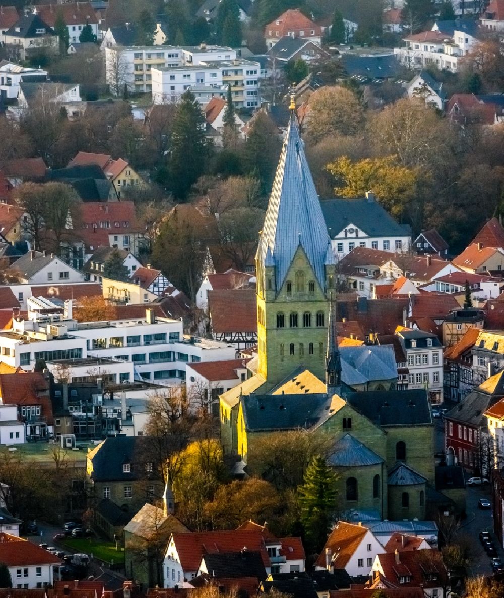 Aerial image Soest - Churches and St. Patrokli Cathedral in the city center in Soest in the state North Rhine-Westphalia, Germany