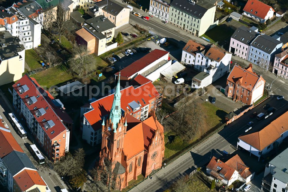 Aerial image Bernau - Church building Herz-Jesu-Kirche in Bernau in the state Brandenburg