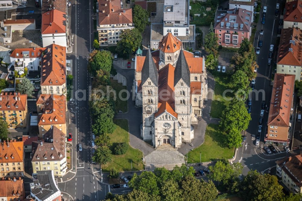 Aerial image Würzburg - Church building St. Adalbero on the Weingartenstrasse in the district Sanderau in Wuerzburg in the state Bavaria, Germany