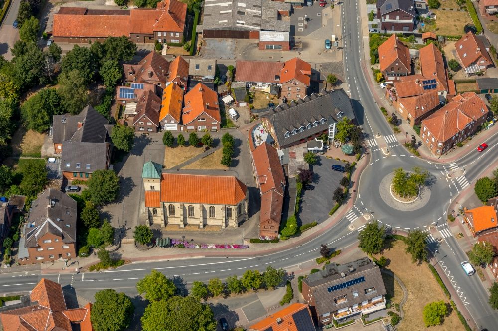 Alverskirchen from the bird's eye view: Church building in Alverskirchen in the state North Rhine-Westphalia, Germany