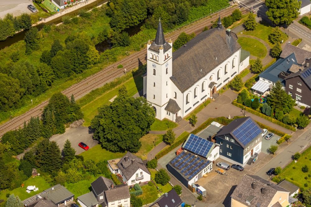 Bestwig from above - Church building St. Andreas in the district Velmede in Bestwig in the state North Rhine-Westphalia, Germany