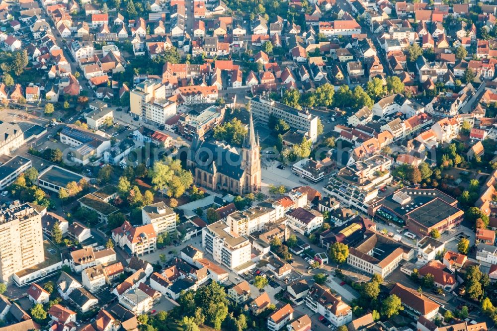 Viernheim from the bird's eye view: Church building of Johannes XXIII. in the village of in Viernheim in the state Hesse, Germany