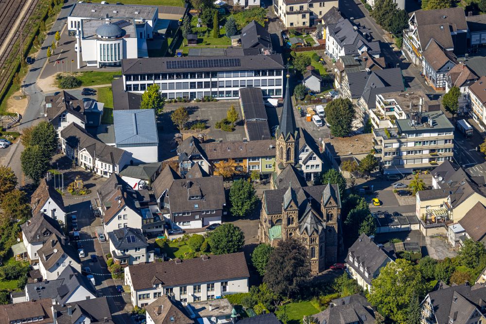 Aerial photograph Meggen - Church building St. Bartholomaeus in Meggen in the state North Rhine-Westphalia, Germany