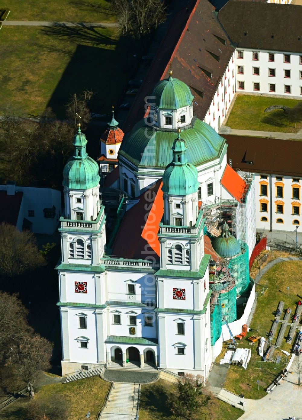 Aerial image Kempten (Allgäu) - Church building Basilika St. Lorenz in Kempten (Allgaeu) in the state Bavaria, Germany