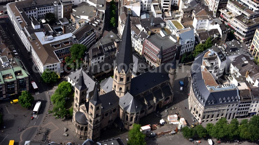 Aerial image Bonn - Church building of the cathedral of Bonner Muenster on Muensterplatz in Bonn in the state North Rhine-Westphalia, Germany