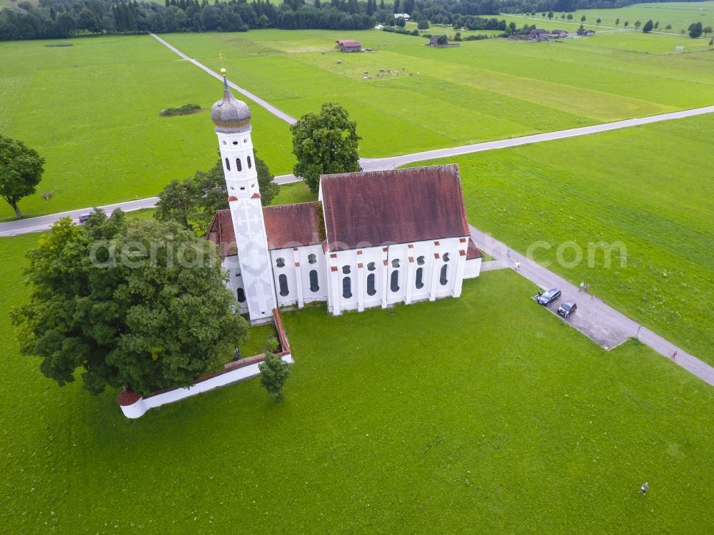 Schwangau from the bird's eye view: Church building St. Coloman in Schwangau in the state Bavaria, Germany