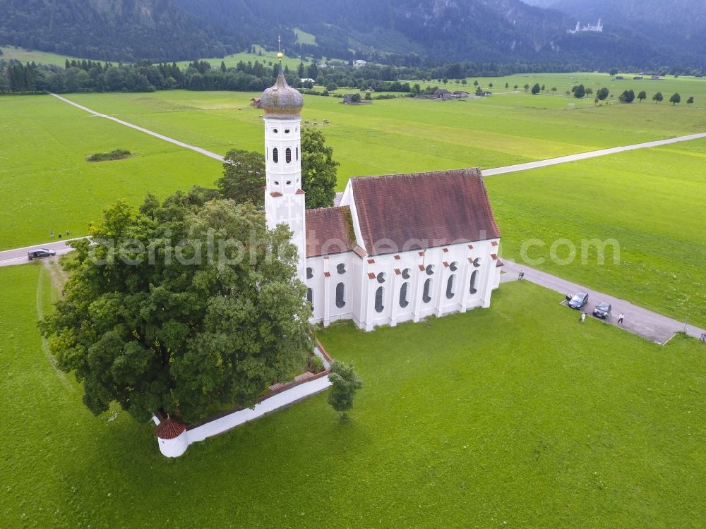 Aerial image Schwangau - Church building St. Coloman in Schwangau in the state Bavaria, Germany