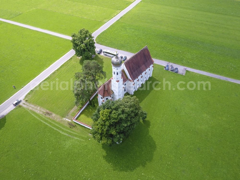 Aerial photograph Schwangau - Church building St. Coloman in Schwangau in the state Bavaria, Germany
