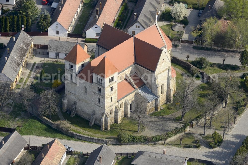 Ocsa from above - Church building A?csai Reformatus templom in Ocsa in Komitat Pest, Hungary