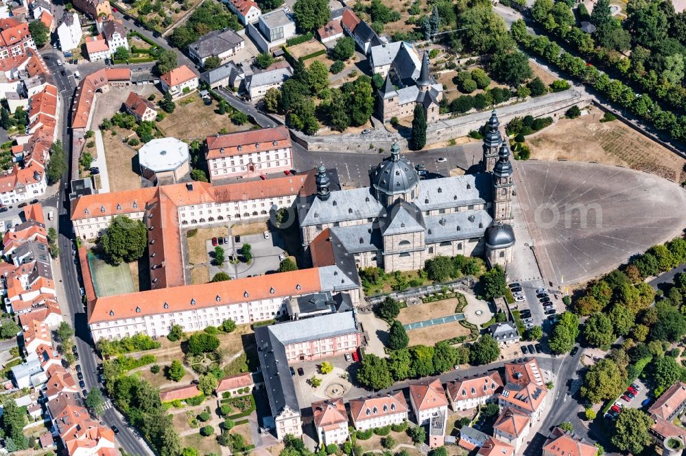 Aerial image Fulda - Church building of the cathedral in the old town in Fulda in the state Hesse, Germany