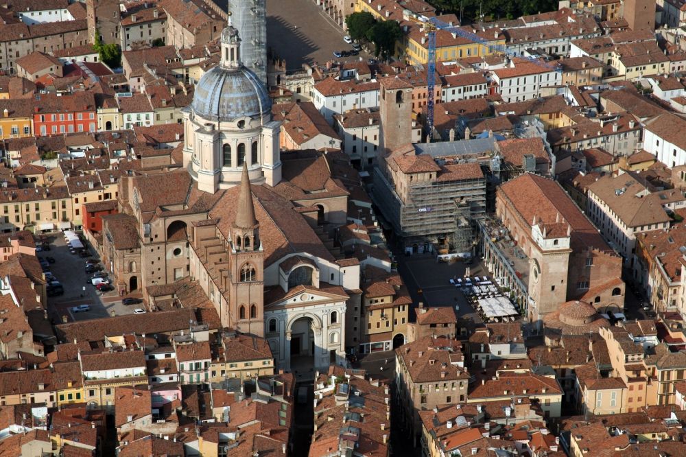 Mantua from above - Church building of the cathedral in the old town in Mantua in Lobardy, Italy