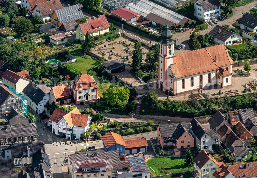 Aerial image Altdorf - Church building in the village of in Altdorf in the state Baden-Wurttemberg, Germany