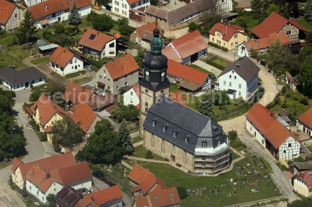 Aerial photograph Elleben - Church building in the village of in Elleben in the state Thuringia, Germany