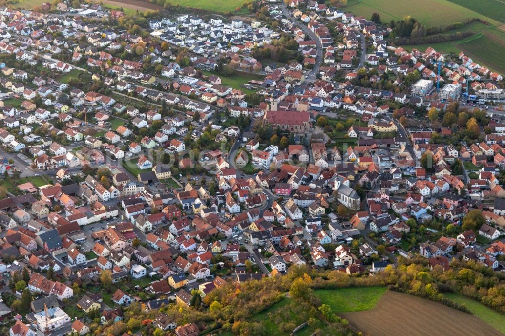 Aerial image Estenfeld - Church building in the village of in Estenfeld in the state Bavaria, Germany