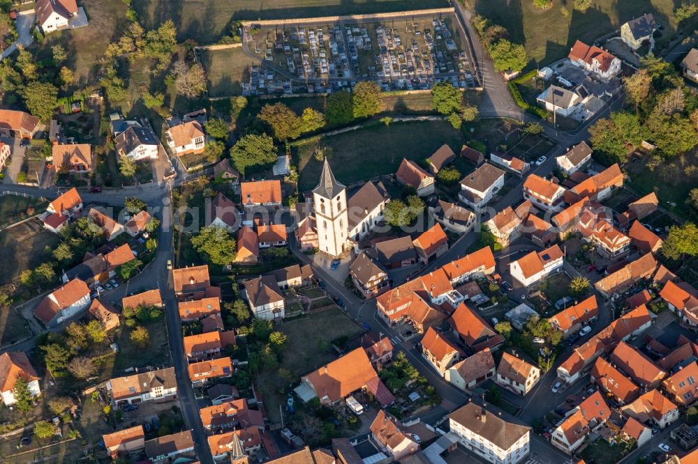 Aerial photograph Goersdorf - Church building in the village of in GA?rsdorf in Grand Est, France