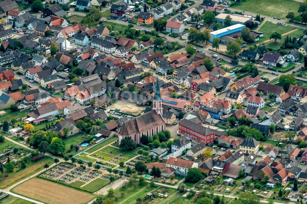 Kappel-Grafenhausen from the bird's eye view: Church building in the village of in Kappel-Grafenhausen in the state Baden-Wurttemberg, Germany