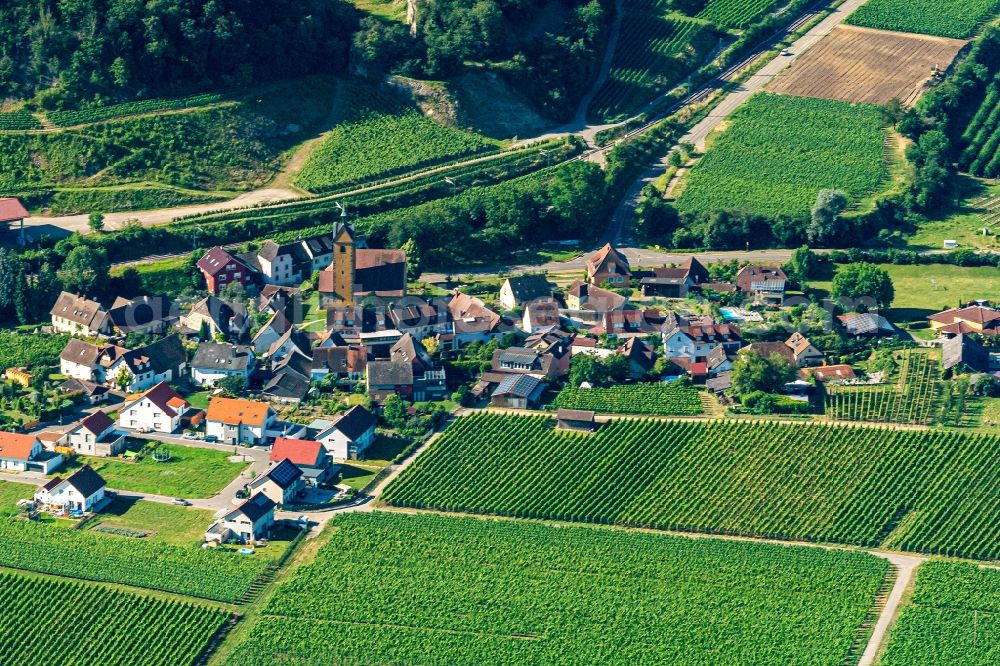 Aerial image Niederrotweil - Church building in the village of in Niederrotweil in the state Baden-Wurttemberg, Germany