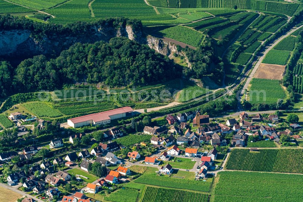 Niederrotweil from above - Church building in the village of in Niederrotweil in the state Baden-Wurttemberg, Germany