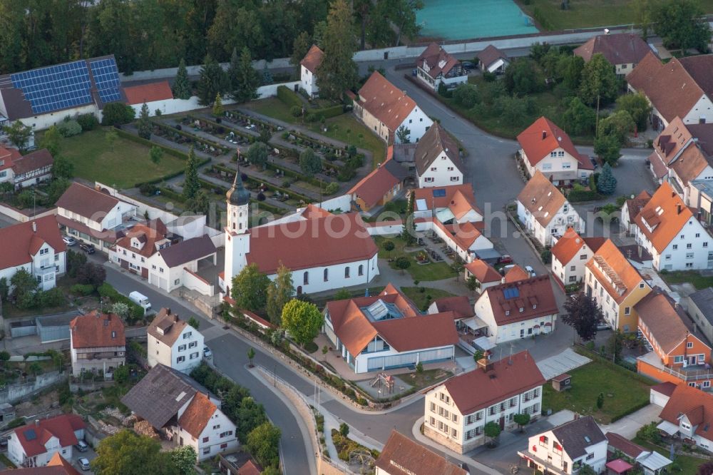 Obermarchtal from above - Church building in the village of in Obermarchtal in the state Baden-Wuerttemberg, Germany