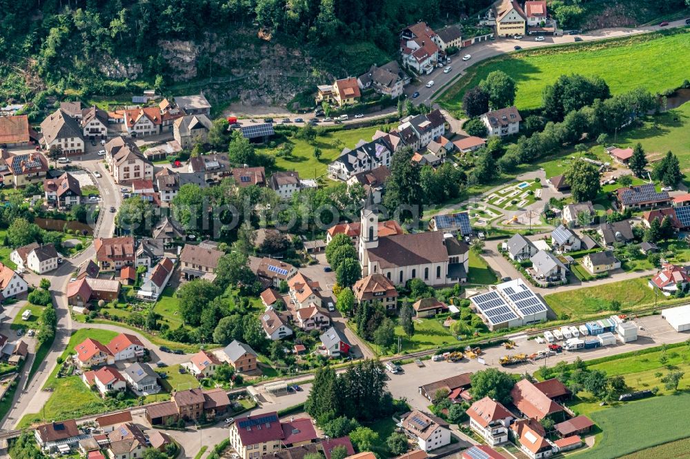 Oberwinden from above - Church building in the village of in Oberwinden in the state Baden-Wuerttemberg, Germany