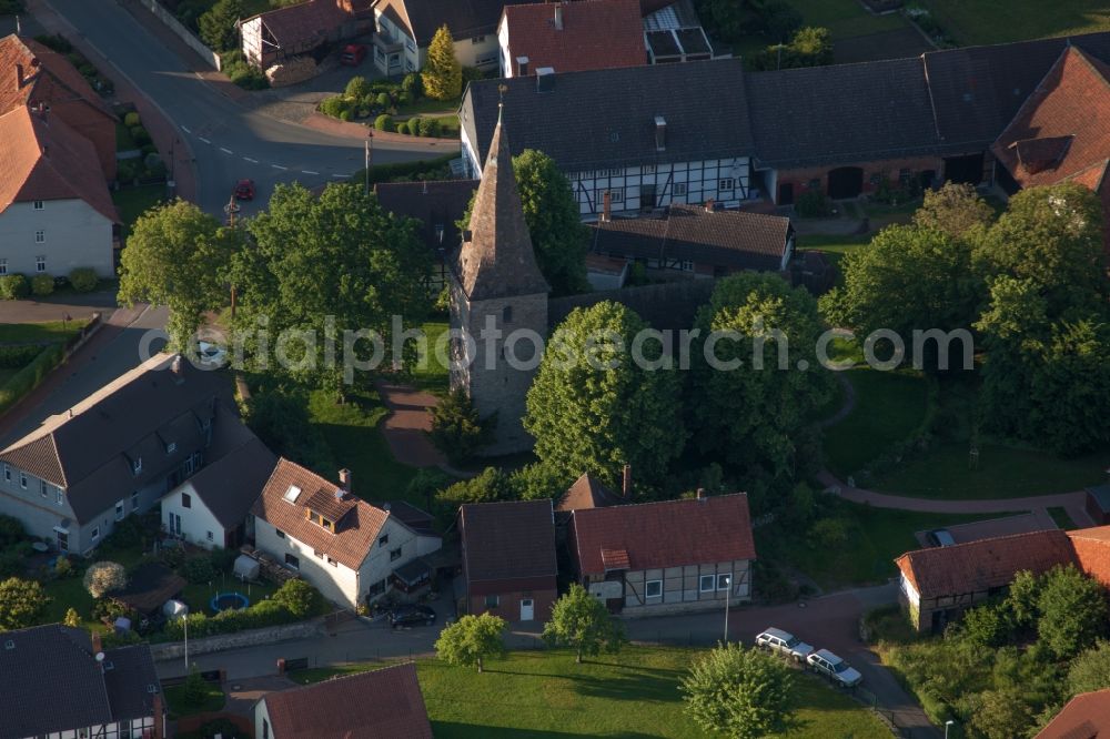 Emmerthal from the bird's eye view: Church building in the village of in the district Hajen in Emmerthal in the state Lower Saxony, Germany