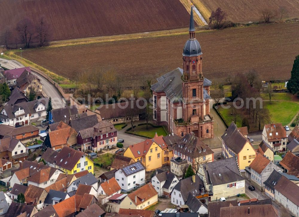 Aerial photograph Schuttern - Church building in the village of in Schuttern in the state Baden-Wurttemberg, Germany