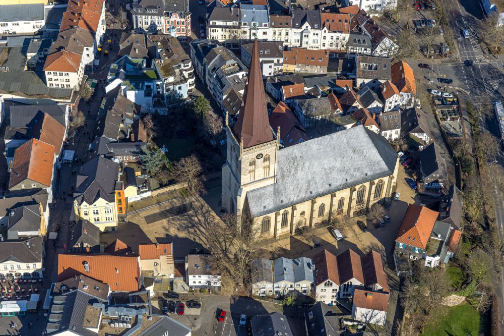 Aerial image Unna - Church building protestant Stadtkirche in Unna at Ruhrgebiet in the state North Rhine-Westphalia, Germany