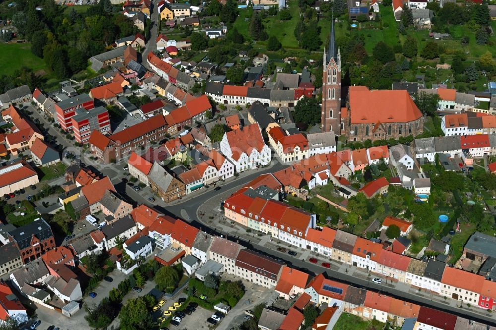 Aerial photograph Kemberg - Church building of Evangelischen Kirche in Kemberg in the state Saxony-Anhalt, Germany