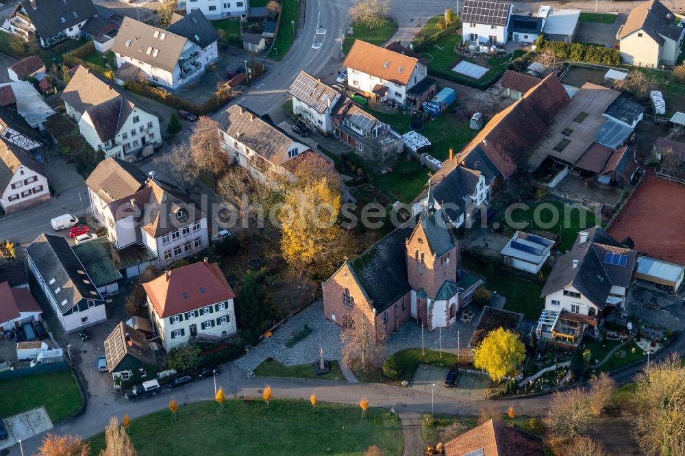 Aerial image Weier - Church building in the village of in Weier in the state Baden-Wurttemberg, Germany