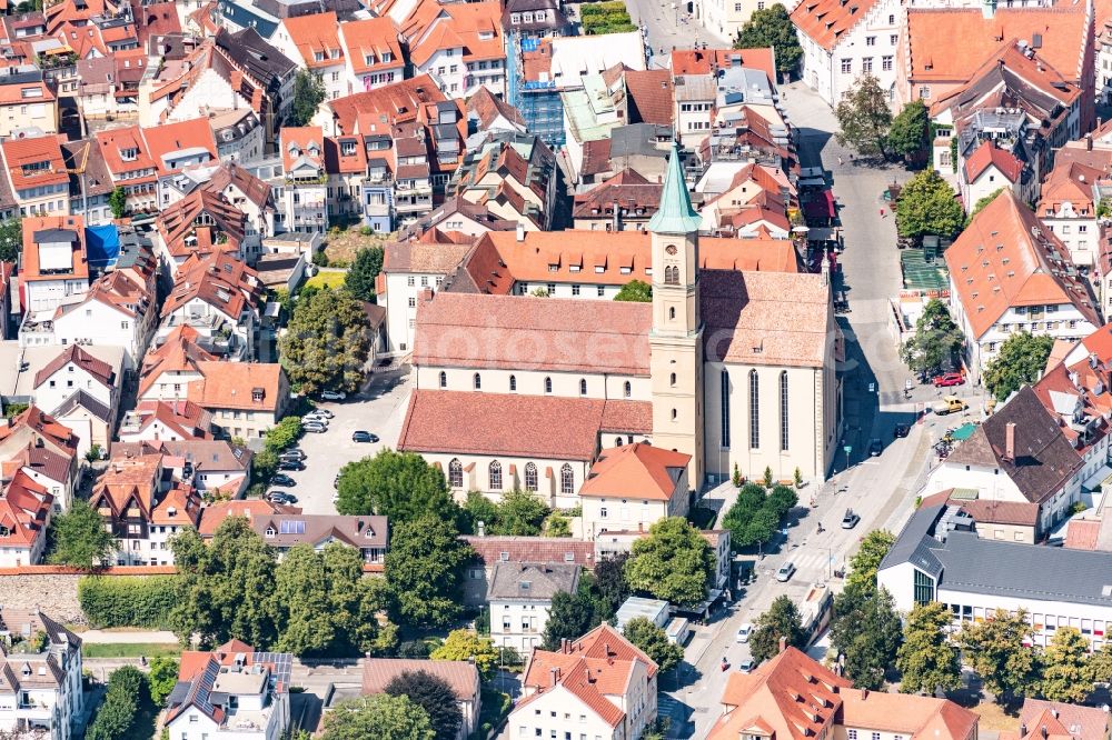 Aerial photograph Ravensburg - Church building Evangelischen Stadtkirche in Ravensburg in the state Baden-Wurttemberg, Germany