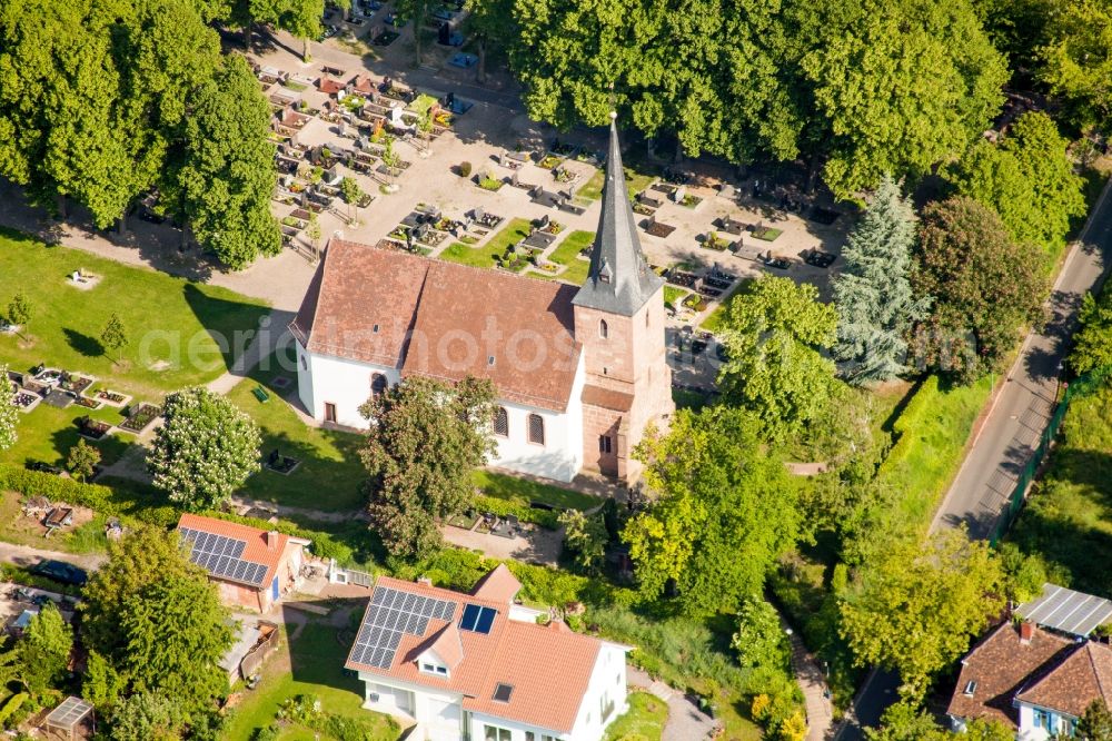 Insheim from above - Church building in the village of in Insheim in the state Rhineland-Palatinate, Germany