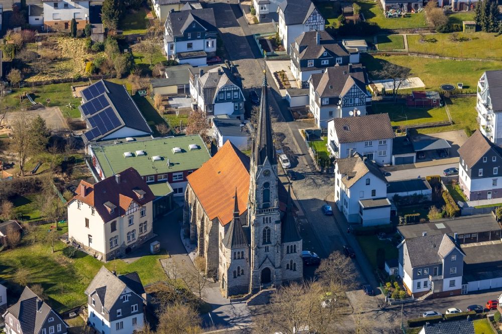 Geisweid from above - Church building in Geisweid in the state North Rhine-Westphalia, Germany