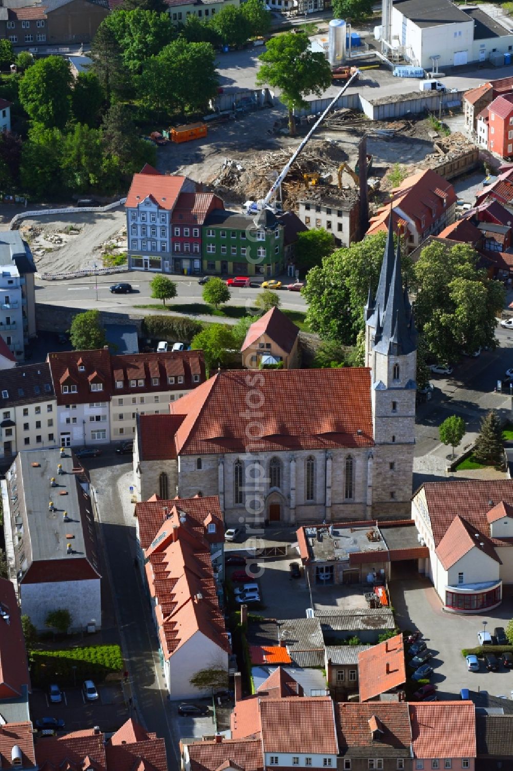 Mühlhausen from above - Church building in St. Jacobi - Jacobikirche Old Town- center of downtown in Muehlhausen in the state Thuringia, Germany