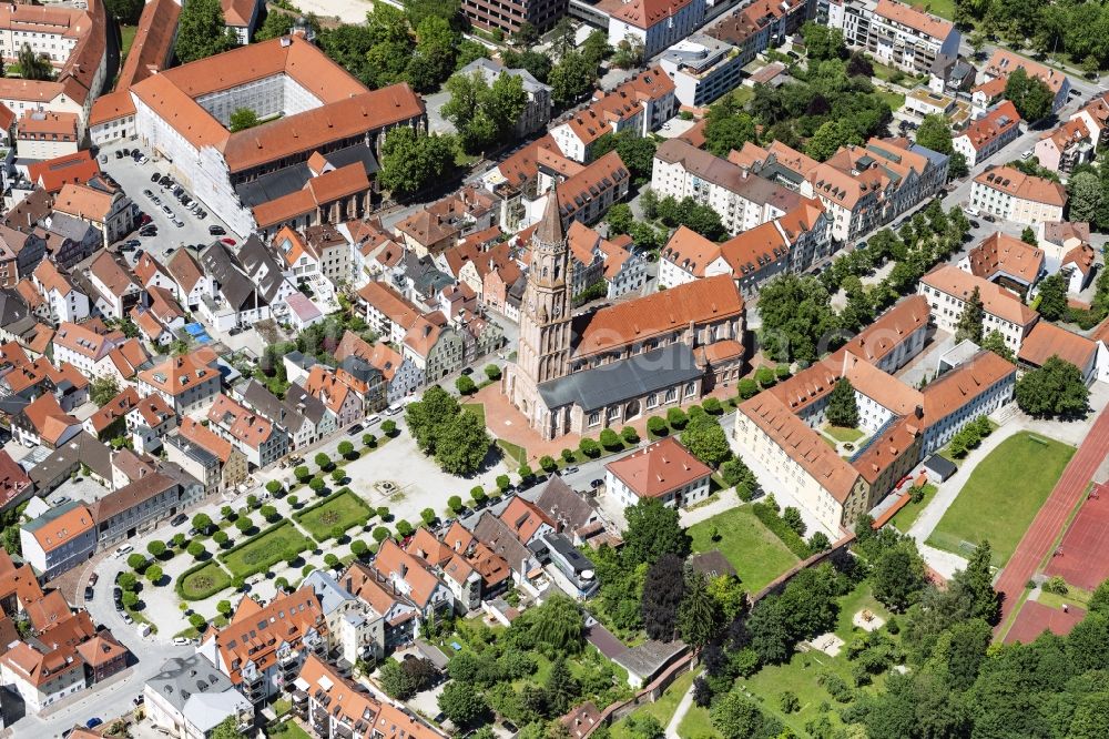Landshut from above - Church building St. Jodok in Landshut in the state Bavaria, Germany