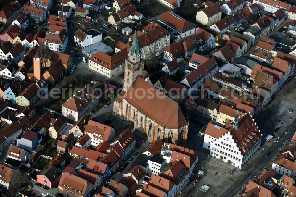Aerial image Neumarkt in der Oberpfalz - Church building St. Johannes on Hallertorstrasse Old Town- center of downtown in Neumarkt in der Oberpfalz in the state Bavaria