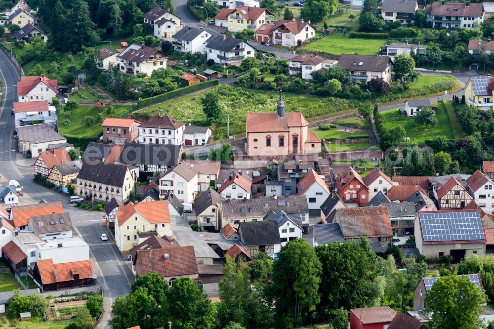 Aerial image Wüstenzell - Church building St. Johannes in Wuestenzell in the state Bavaria, Germany