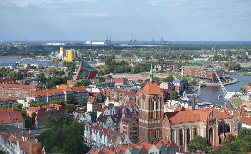 Aerial image Gdansk - Danzig - Church building Johannes in Gdansk - Danzig in Pomorskie, Poland