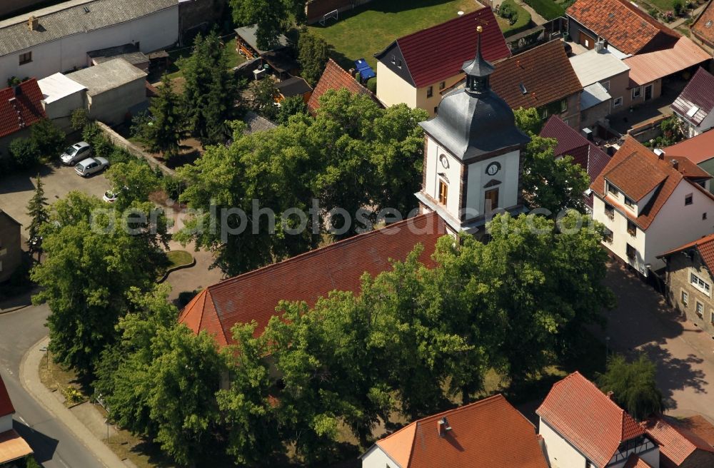 Aerial image Schönewerda - Church building St. Johannis in the village of in Schoenewerda in the state Thuringia, Germany