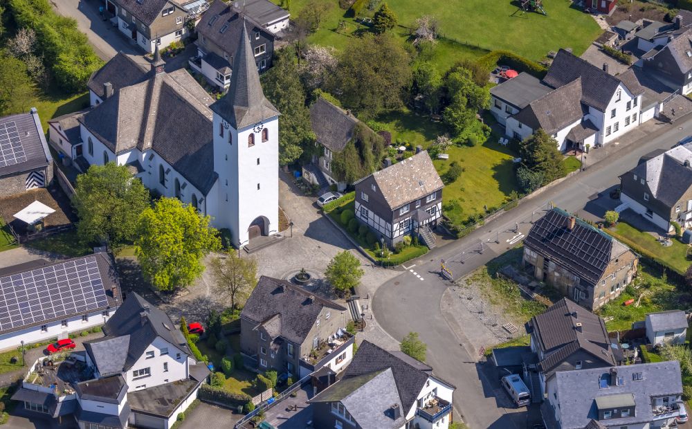 Aerial photograph Bestwig - Church building of St. Joseph Kirche Ostwig on Wilhelmshoehe in Bestwig in the state North Rhine-Westphalia, Germany