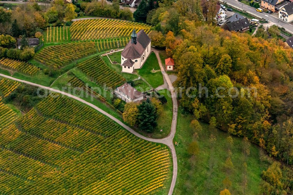 Aerial photograph Gengenbach - Churches building the chapel St. Jakob on Bergle in Gengenbach in the state Baden-Wurttemberg, Germany