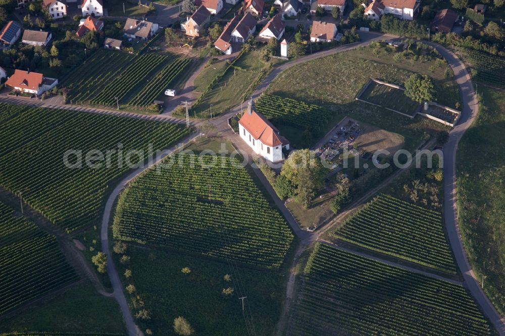 Gleiszellen-Gleishorbach from the bird's eye view: Churches building the chapel St. Dionysius in Gleiszellen-Gleishorbach in the state Rhineland-Palatinate