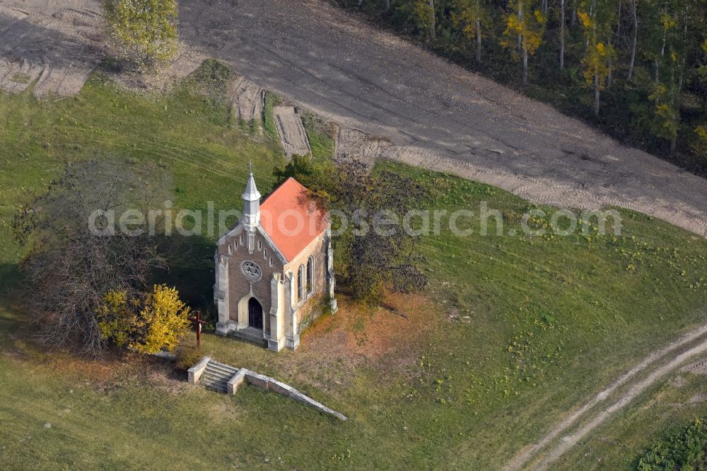 Lorev from above - Churches building the chapel Zichy in Lorev in Komitat Pest, Hungary
