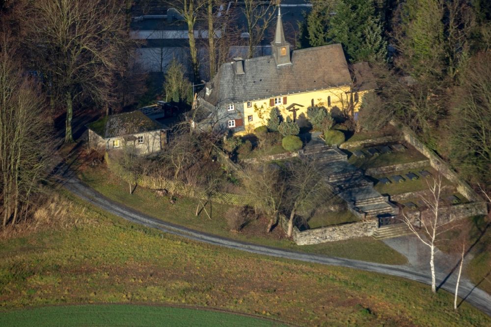 Aerial image Meschede - Churches building the chapel Klausen-Kapelle on Klausenweg in Meschede in the state North Rhine-Westphalia, Germany