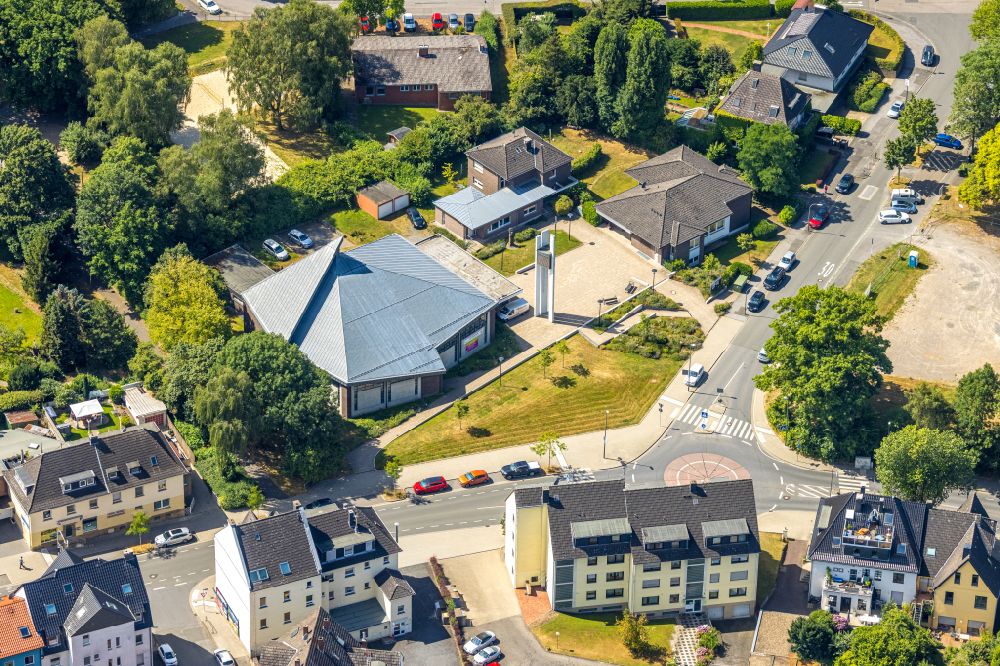 Dortmund from above - Church building Kath. Kirche St. Joseph on street Busenbergstrasse in the district Berghofen Dorf in Dortmund at Ruhrgebiet in the state North Rhine-Westphalia, Germany