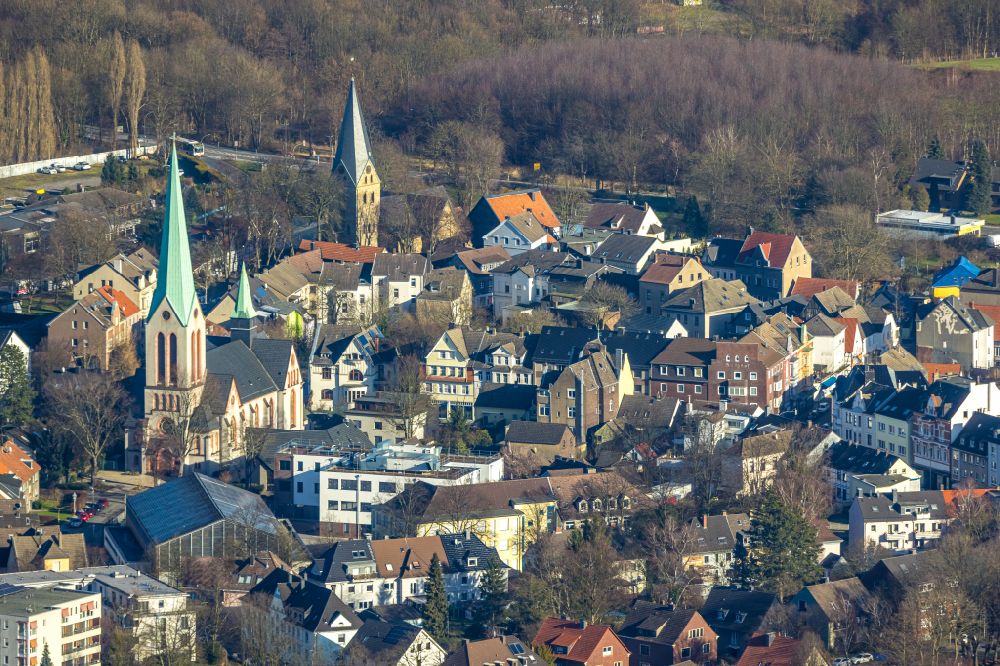Aerial image Dortmund - Church building Katholische Kirche St. Remigius on street Jonathanstrasse in the district Mengede-Mitte in Dortmund at Ruhrgebiet in the state North Rhine-Westphalia, Germany